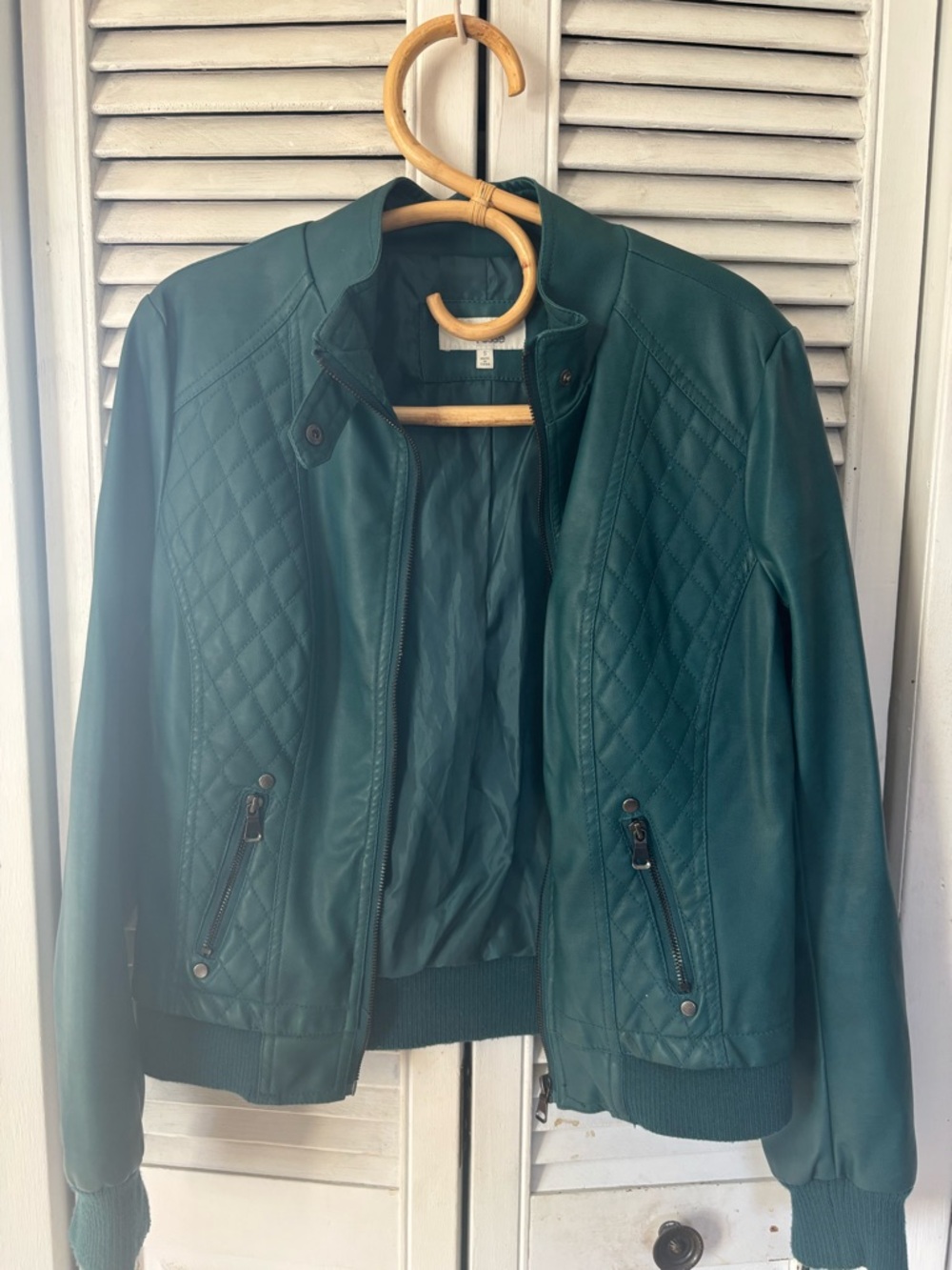 Charlotte Russe Teal Quilted Bomber Jacket